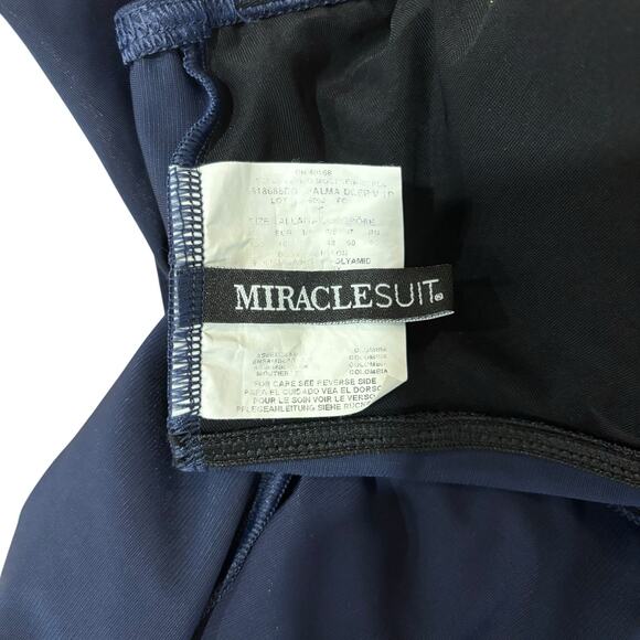 Miraclesuit One Piece Swimsuit Sz 16 Navy Mesh Tummy Control Slimming Palma - Picture 7 of 10